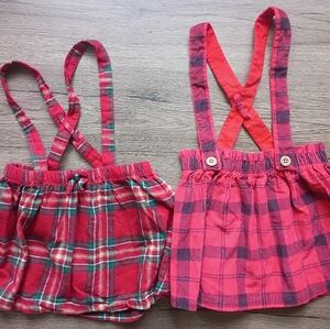 Carter's Red Plaid Baby Skirt with Suspenders Overalls